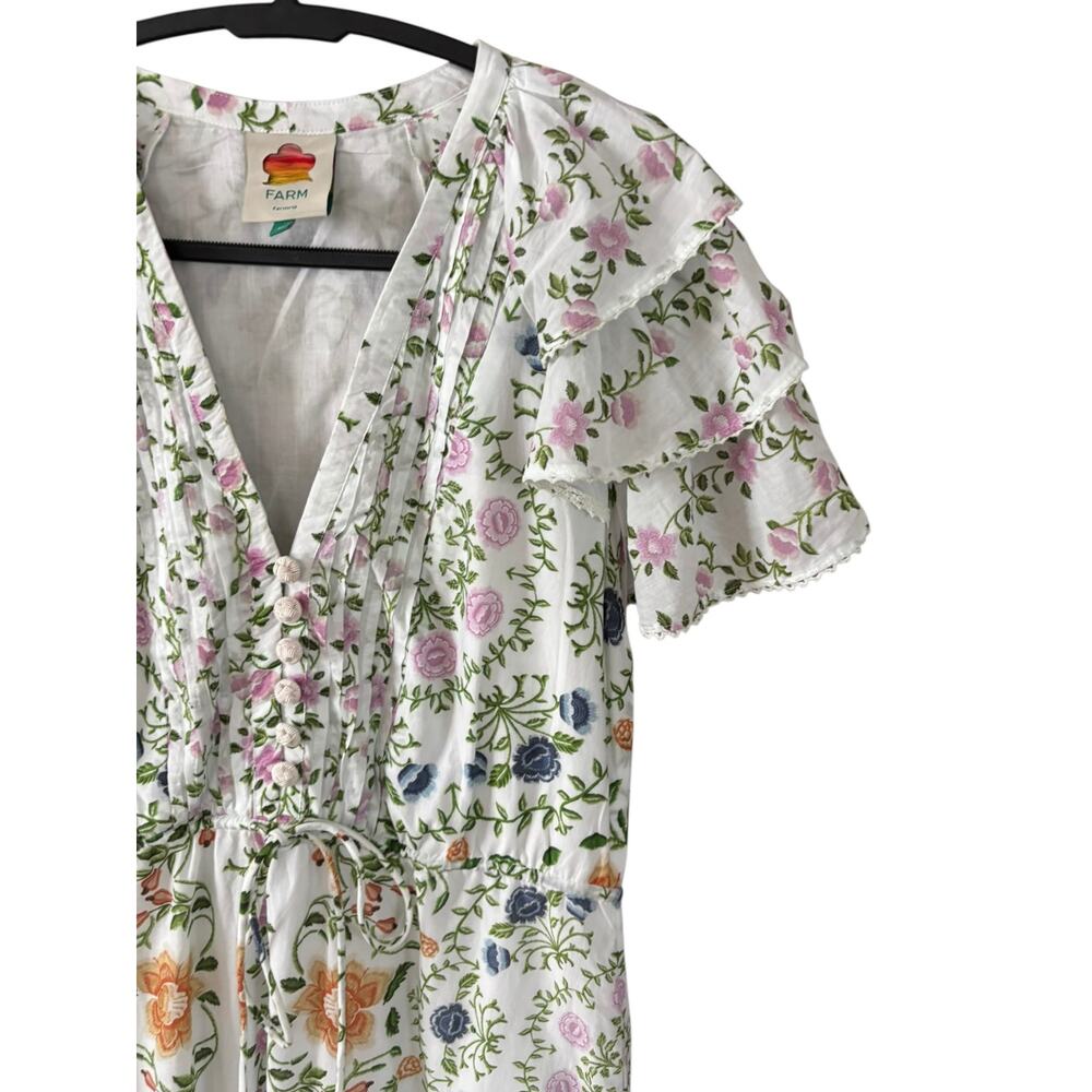 Farm Rio Folk Floral Lace Midi Dress Off White Size Medium - Picture 10 of 16